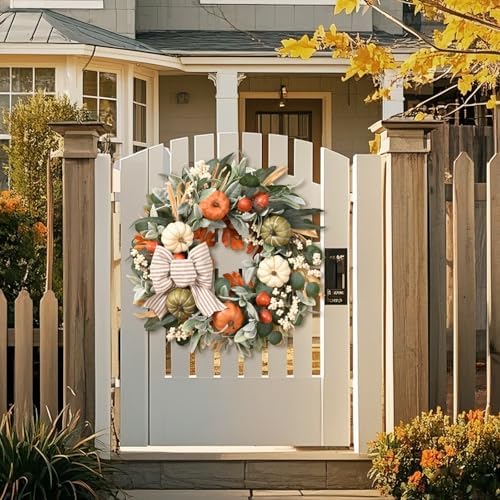 2Pcs 22'' Fall Wreaths for Front Door, Fall Decor for Home Autumn Wreath