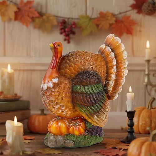 winemana Thanksgiving Resin Turkey Table Decorations, 9.5" Tall