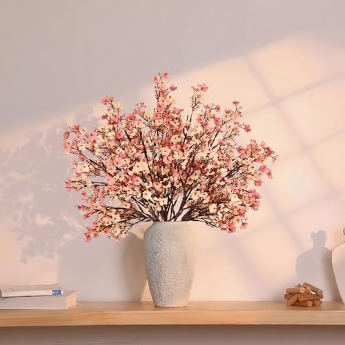 10Pcs Fall Flowers, Real Touch Babys Breath Artificial Flowers, Beige Brown