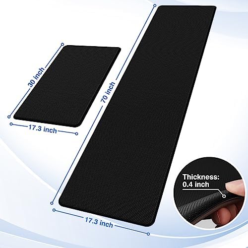 StepRite Kitchen Mats for Floor, 2-Piece Anti-Fatigue Kitchen Rugs, Black
