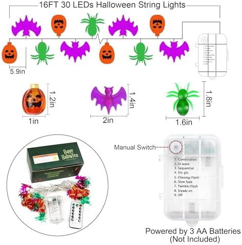 Zimati Halloween Lights Decorations 16ft 30 LED String Light Indoor Outdoor