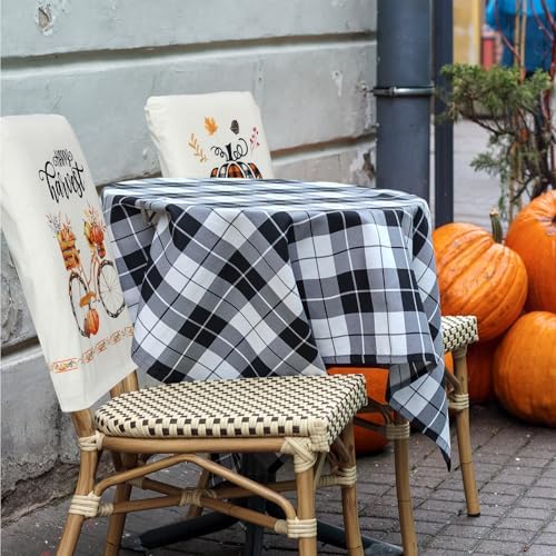 Moukeren Fall Chair Back Cover Set of 6 Thanksgiving Pumpkin Slipcovers Stretch Dining Chair Back Covers Farmhouse Removable Elastic Seat Protector for Home Thanksgiving Harvest Party Kitchen Decor