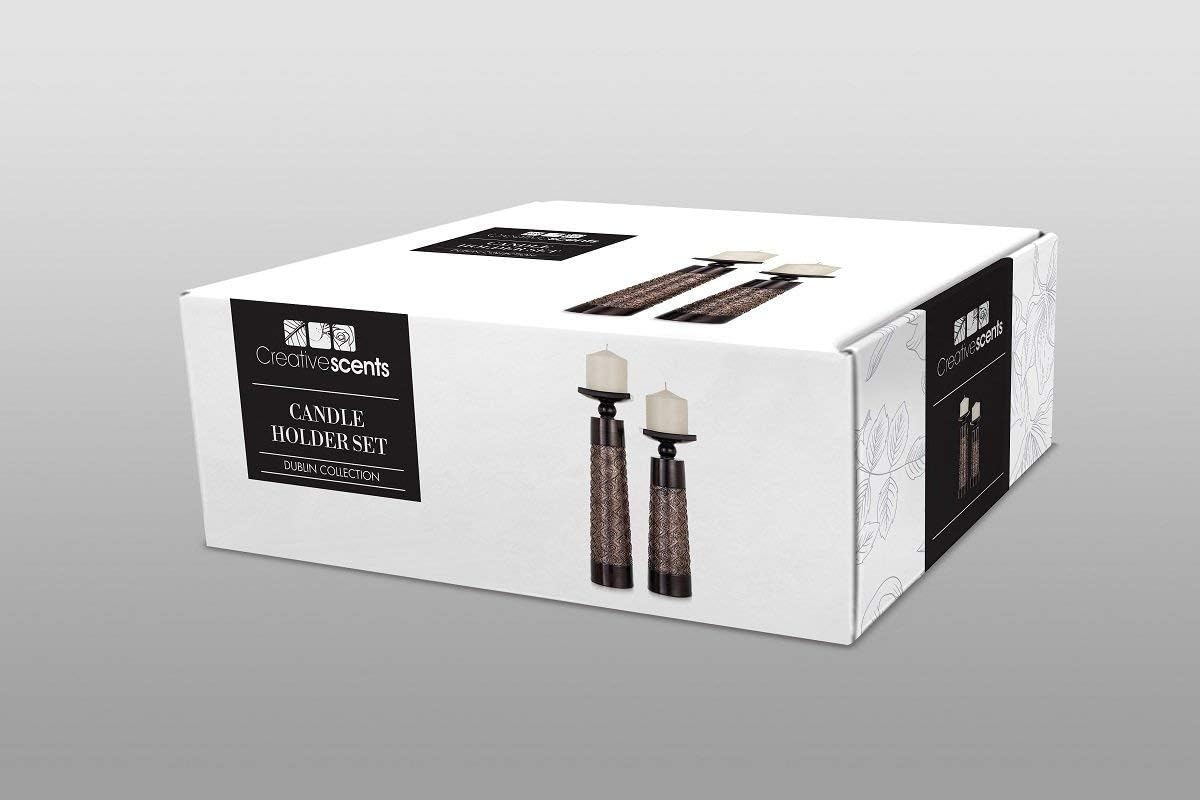 Dublin Pillar Candle Holder / Brown / Set of 2