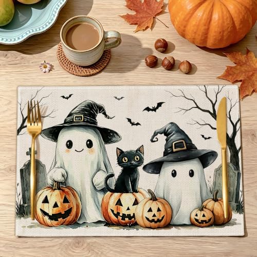 Place Mats Set of 4 12x18 inch (Ghost, 12"x18")