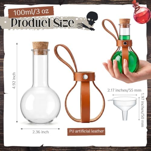 Baderke 3 Set 3oz Plastic Potion Bottle with Cork Stopper, Coffee