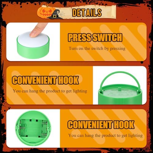 Riakrum 6 Pack Halloween Pumpkin LED Lights, Green, Orange, Purple