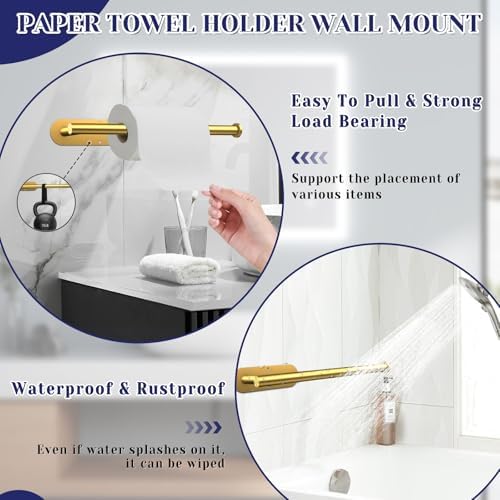 Gold Paper Towel Holder, Self Adhesive Paper Towel Holder Under Cabinet