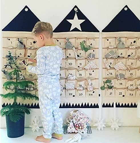 STKMELON Christmas Advent Calendar with Pockets Wall Hanging Bag for Home Xmas Countdown Decoration(Countdown to Christmas)