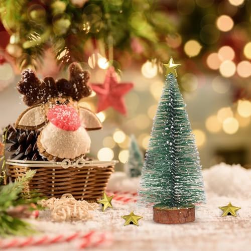 jojofuny 50pcs Mini Christmas Tree Star: Miniature Gold Christmas Tree Top Star Topper Decorations for Holiday Party Centerpiece Treetop Decor