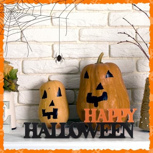 Yalikop Halloween Wooden Sign Blocks Happy Halloween Tabletop Decor