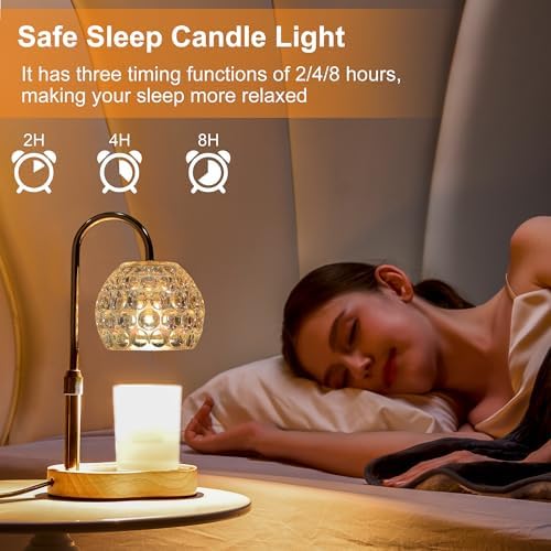 Candle Warmer Lamp with Timer, Round Glass Shade with Rainbow Finish