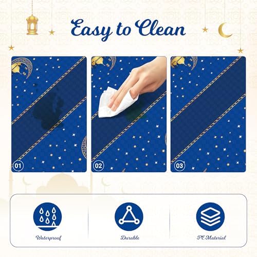 Childom 3 Pack Ramadan Table Cloth,Ramadan Decorations for Home,54" x 108" Eid Mubarak Decorations,Eid Ramadan Tablecloths Rectangular,Blue Plastic Table Cloth Disposable Table Cover for Party Favors