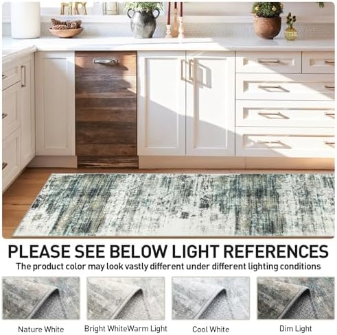 2'6''x8' Runner Rugs Washable Rug:Modern Abstract Hallway Teal Green Carpet