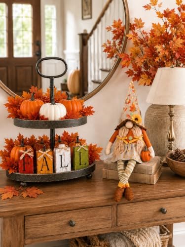 Fall Decor Tiered Tray Set of 65, Rustic Farmhouse Centerpieces for Tables