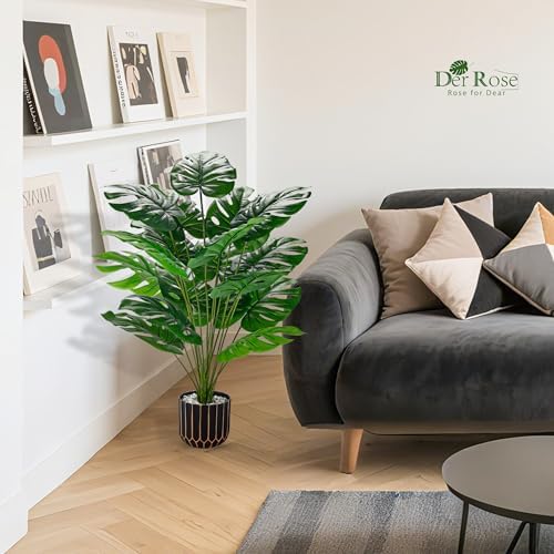 Der Rose 2 Pack 28" Fake Plants, Faux Palm and Monstera for Office Decor