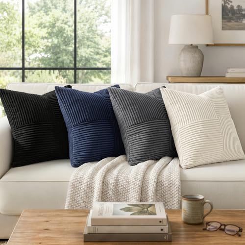MIULEE Black Decorative Lumbar Throw Pillow Covers 14x24 Inch 2 Pack
