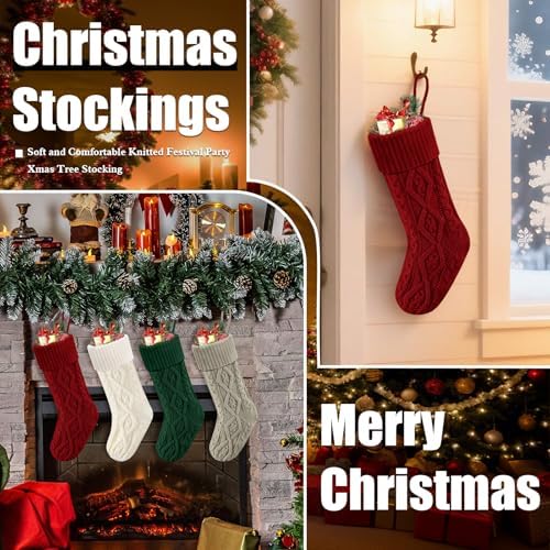 Christmas Stockings 18" Knitted Stocking Christmas Decorations