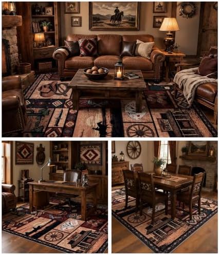 YIHOUSE 4x6 Western Cowboy Area Rugs for Living Room