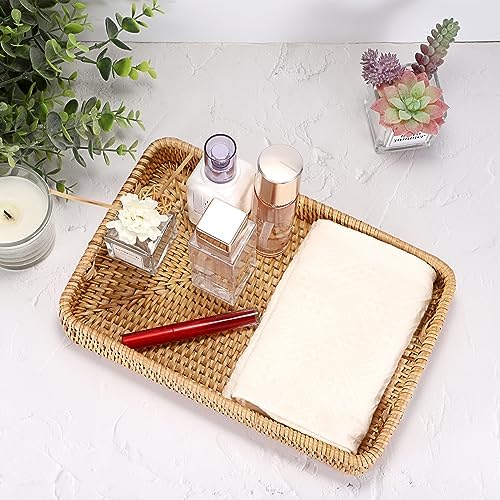 Rattan Serving Tray Hand Woven Tray / 11.8 x 7.8 x 1.9 / Natural Color