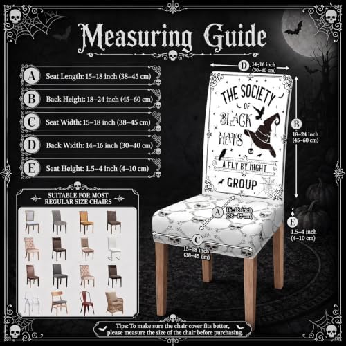 Moukeren 6 Pcs Halloween Black and White Dining Chair Covers