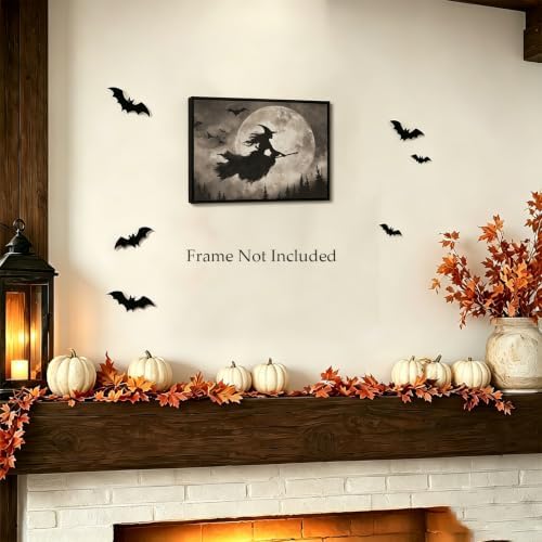 ILLBDR Halloween Flying Witch Canvas Wall Art Poster 12x16 inch