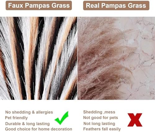 30PCS Black White Orange Faux Pampas Grass 17" for Vase Filler