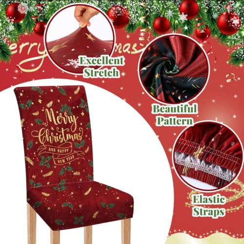 Moukeren 6 Pcs Christmas African American Dining Chair Covers