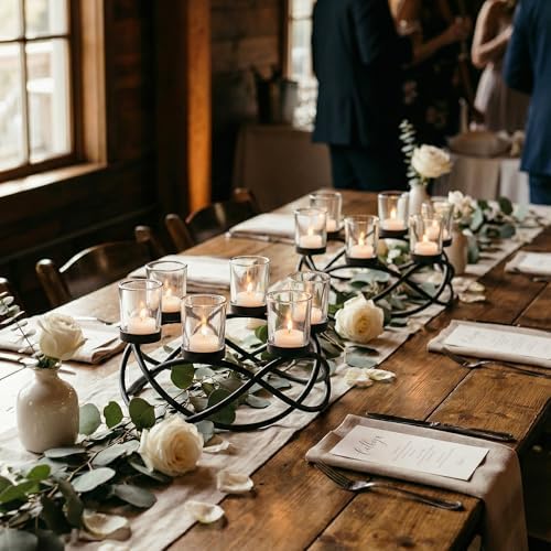 Seraphic Centerpieces for Tables, Votive Candle Holder, 6-Cup, Black/Clear