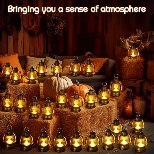 Ferraycle 48 Pcs Mini Lanterns 4 Inch Retro Gold Lamp Table Centerpieces
