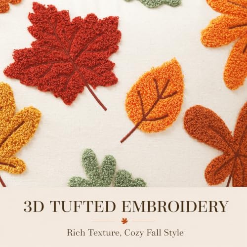 Fall Outdoor Throw Pillow Covers 20x20 2pcs, Autumn Thanksgiving Decor