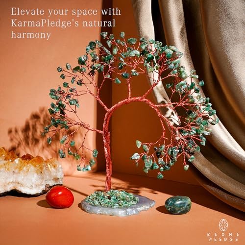 Green Aventurine Crystal Tree of Life, 7 Chakra Healing Crystals Trees, Handcrafted Money Bonsai Tree, Feng Shui Decor