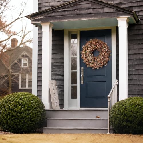 26" Artificial Fall Boxwood Wreath for Front Door Decoration(Autumn Orange)