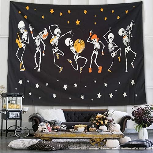 NASKY Halloween wall Tapestry Wall Hanging Skull Tapestry Trippy Black and White Tapestry for Room Paty Decor(51.2" X 59.1"-(130x150cm))
