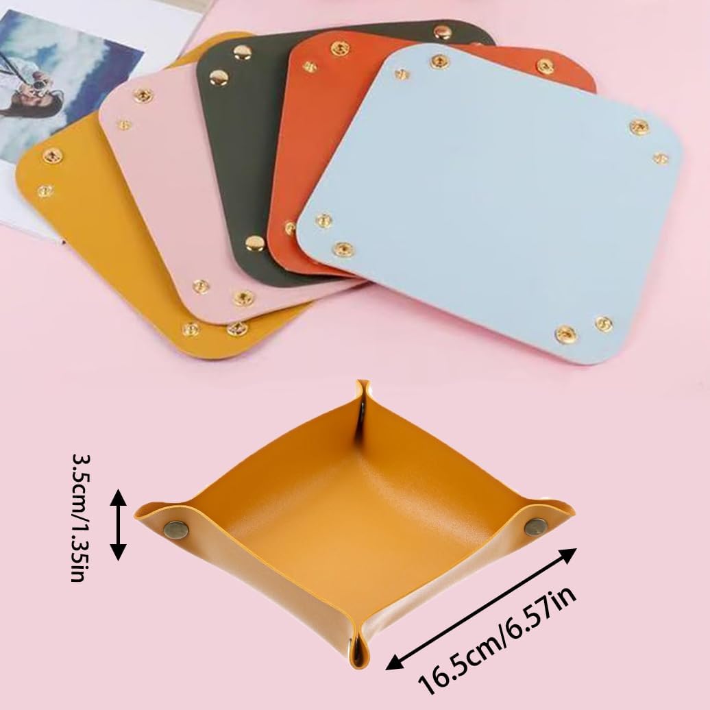 6 Packs PU Leather Jewelry Valet Tray for Women and Men