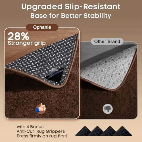 Ophanie 8x10 Brown Area Rugs for Living Room,Large Shag Bedroom Carpet,Big Indoor Thick Soft Shaggy Nursery Rug,Fluffy