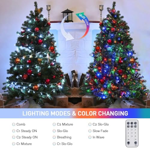 JMEXSUSS 100 LED Cool White & Multicolor Christmas Lights Indoor