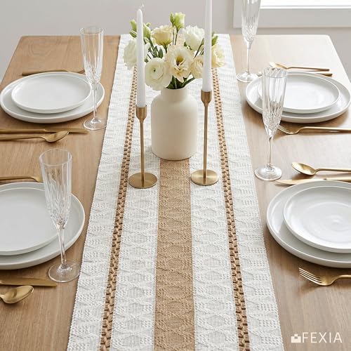 FEXIA Boho Table Runner 12x72 Inch for Fall Home Decor Table Decorations