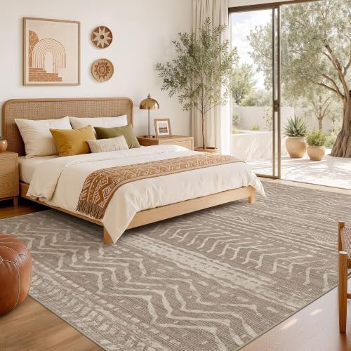 Nakagishi 9x13 Area Rugs Living Room: Washable Boho Large Neutral Soft Farmhouse Area Rugs Stain Resistant Modern