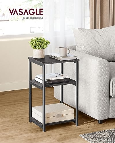 VASAGLE Side Table, Small End Table, Tall Nightstand, Steel Frame