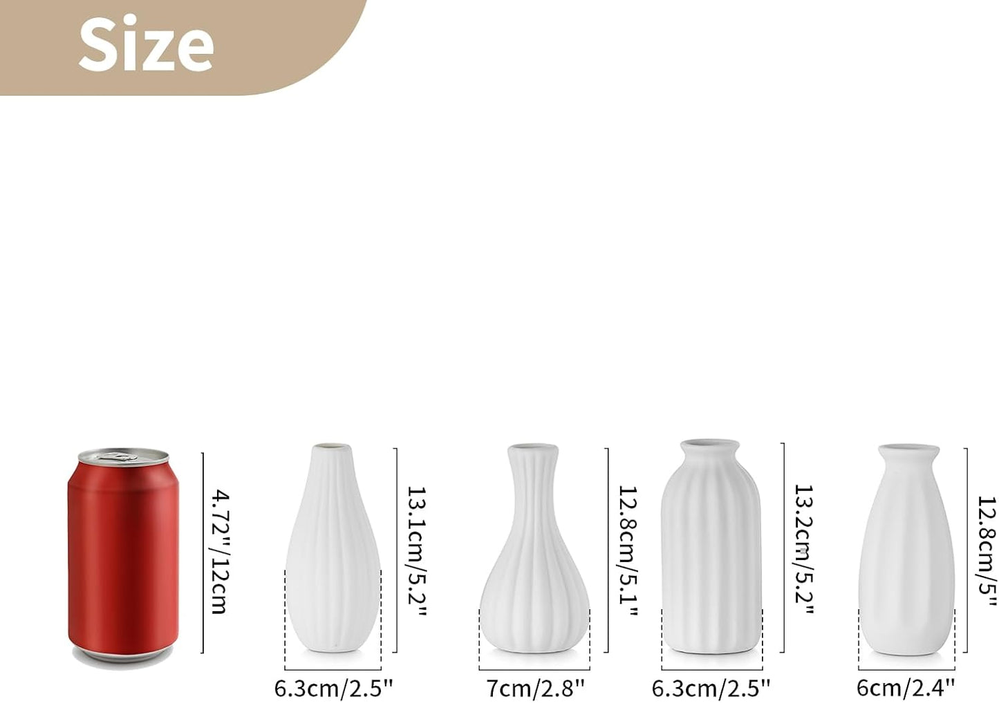 Ceramic Vase / Small Bud Vases for Flowers / White / Set of 4