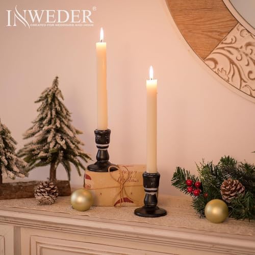 Wooden Candlestick Holders Rustic: Farmhouse Taper Candle Holder