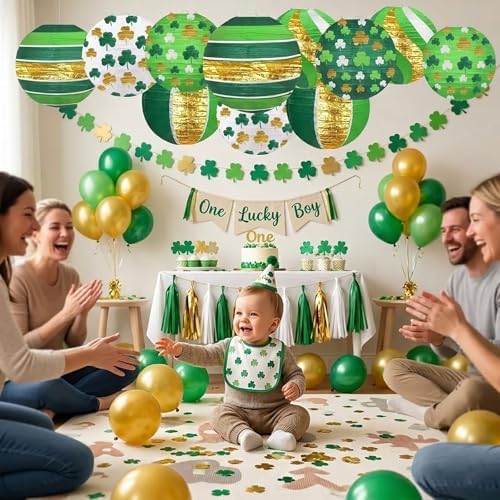 12 Pack St. Patrick's Day Decorations, Green Paper Lanterns