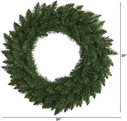 Nearly Natural 24 in Artificial Pine Wreath with 35 Clear LED Lights