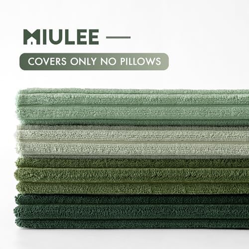MIULEE Soft Corduroy Decorative Throw Pillow Covers Forest Green 16x16