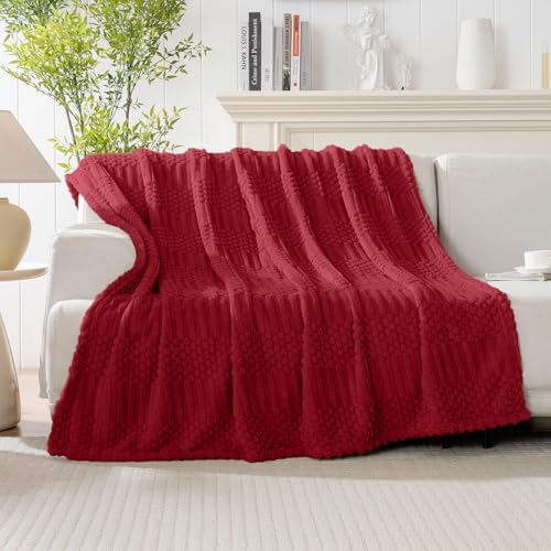 Red Throw Blanket - Soft & Fluffy Fleece, Cute & Aesthetic, Perfect for Sofa, Couch, Chair, Bed, Living Room & Bedroom