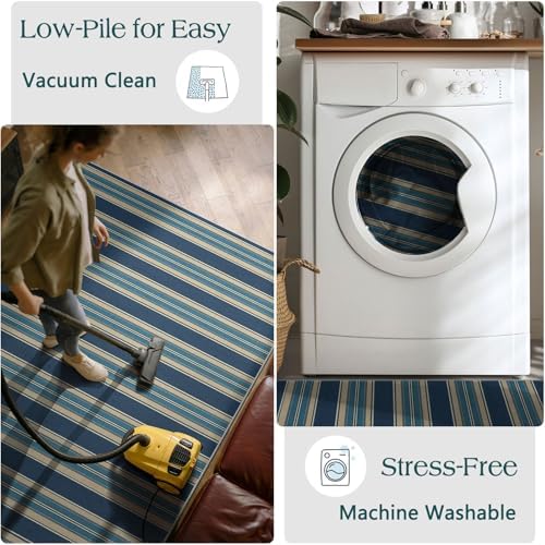 3x5 Striped Entry Rug - Washable Indoor Outdoor Mats for Front Door