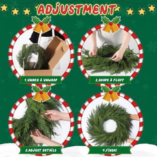 26’’ Large Real Touch Christmas Wreath, Artificial Cedar Wreath for Door