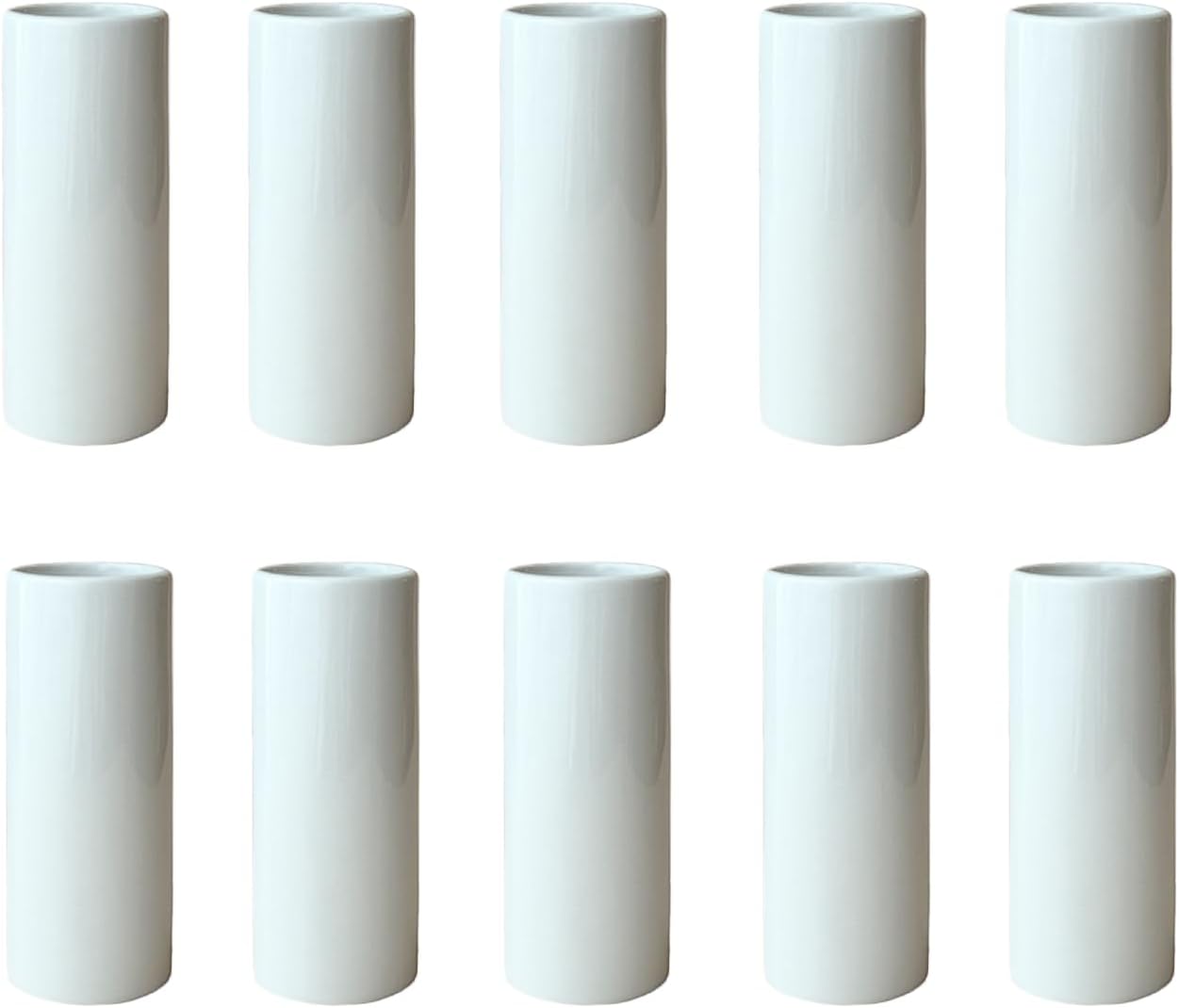 5.51'' Small Modern White Ceramic Vase / White - Style 3 / Set of 10