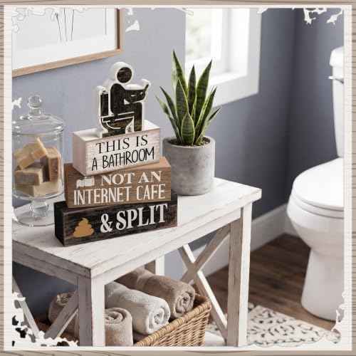 Moucuny 4 Pcs Funny Bathroom Sign, This Is A Bathroom Not An Internet Cafe