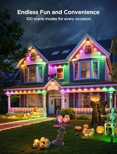 Govee Permanent Outdoor Lights 2, 50ft RGBIC Outdoor Lights with 100 Modes